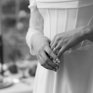 QUEEN NOELLE | Off Shoulder Lace Slit Wedding Dress with Romantic Lace-up Corset image 5
