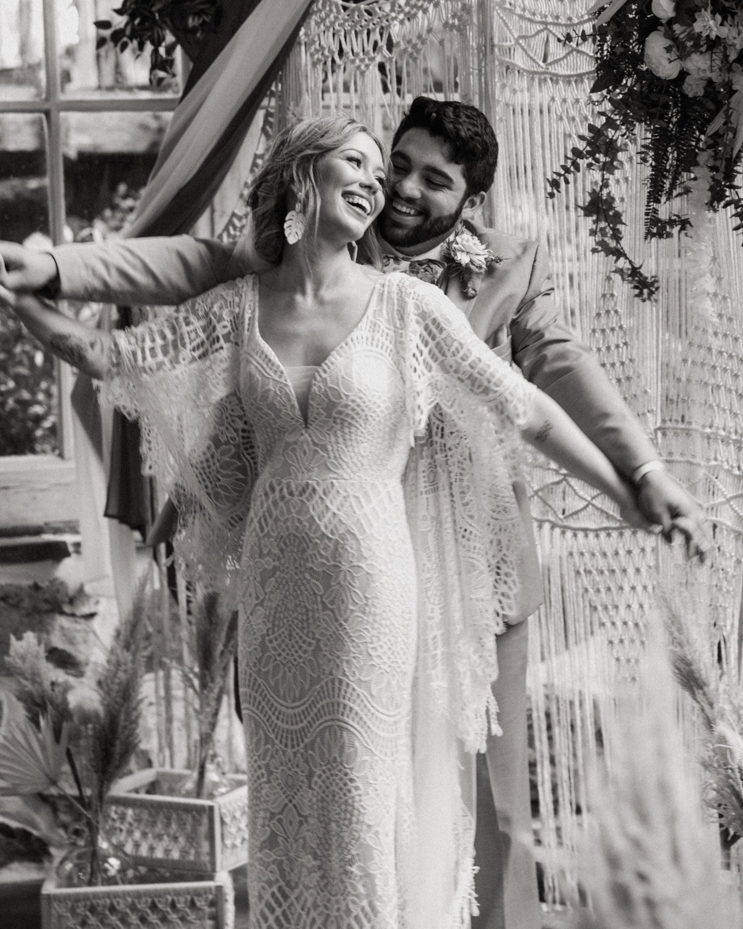 Queen LAUREN | Lace Batwing Sleeve Boho Wedding Dress | Customizable Graphic Flowy Lace Bridal Dress | by Queen Bridal Queen LAUREN | Lace Batwing Sleeve Boho Wedding Dress | Customizable Graphic Flowy Lace Bridal Dress | by Queen Bridal
