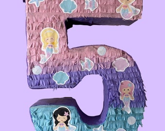 Handmade Mermaid Number Pinata