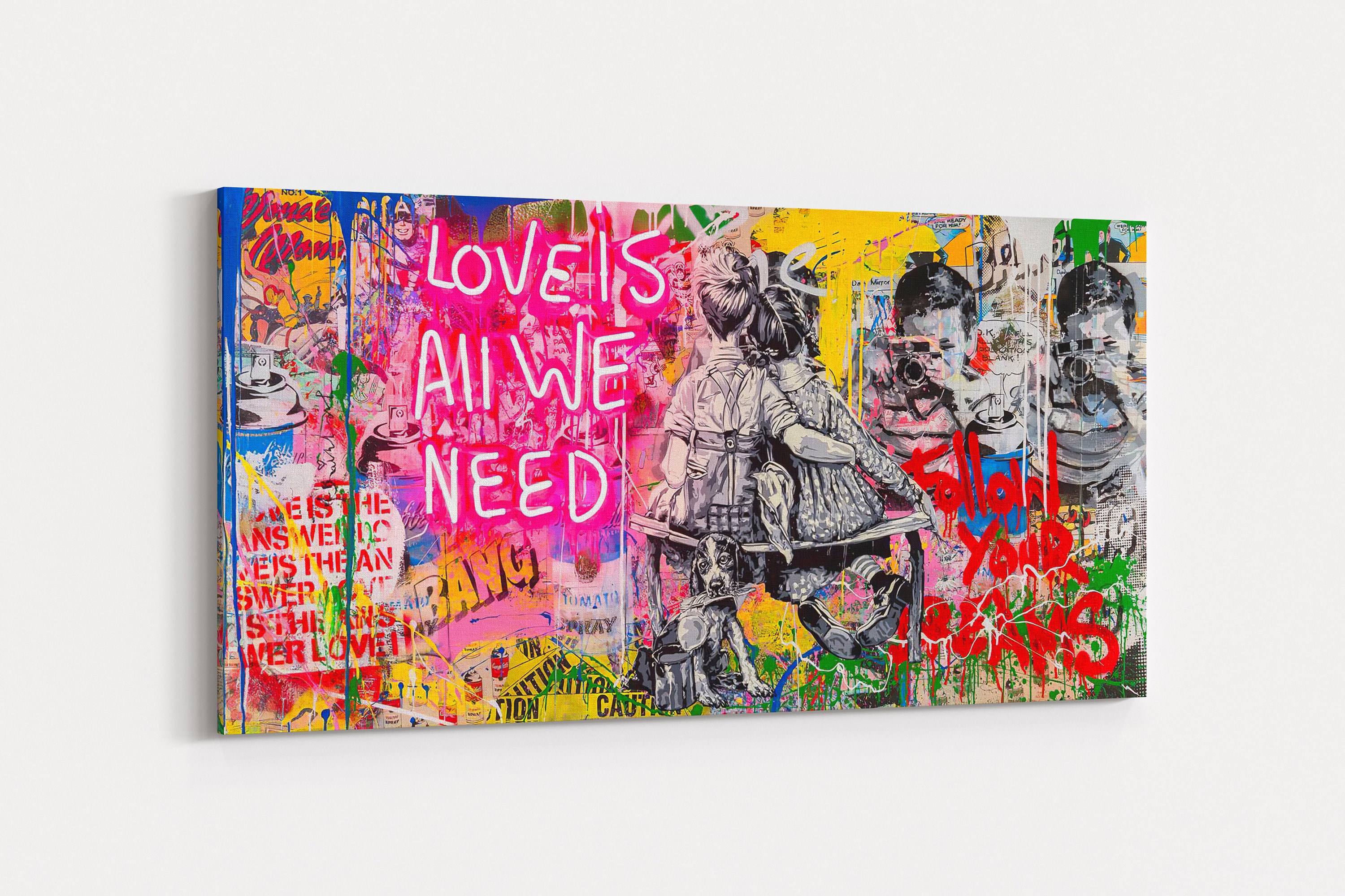 Banksy Art Love Is All We Need Mr.Brainwash 100 x 50 cm Etsy