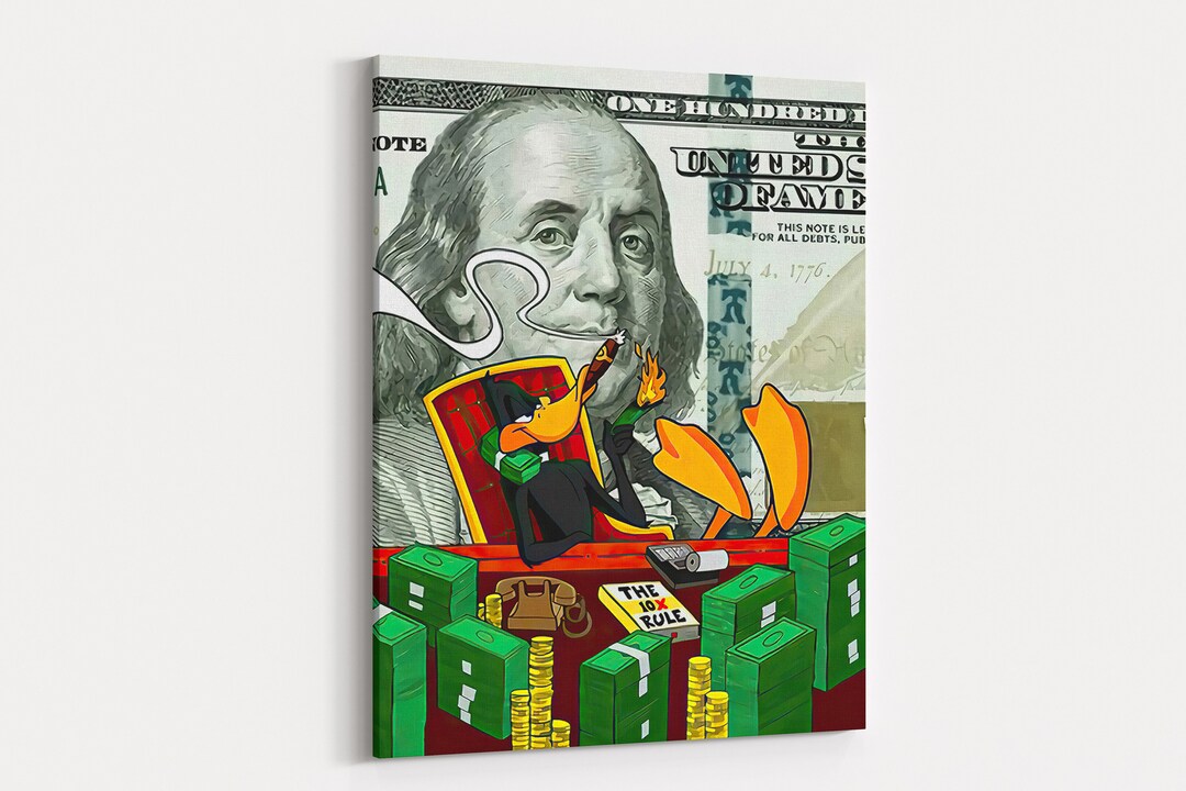 Rich Daffy Duck Money Art 90 X 60 Cm Premium Quality Etsy