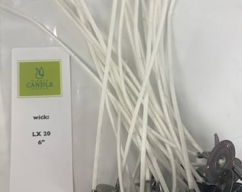 LX-20 Wicks - 6 inch - 25 pack wicks - For use with our Coconut and Soy Blends
