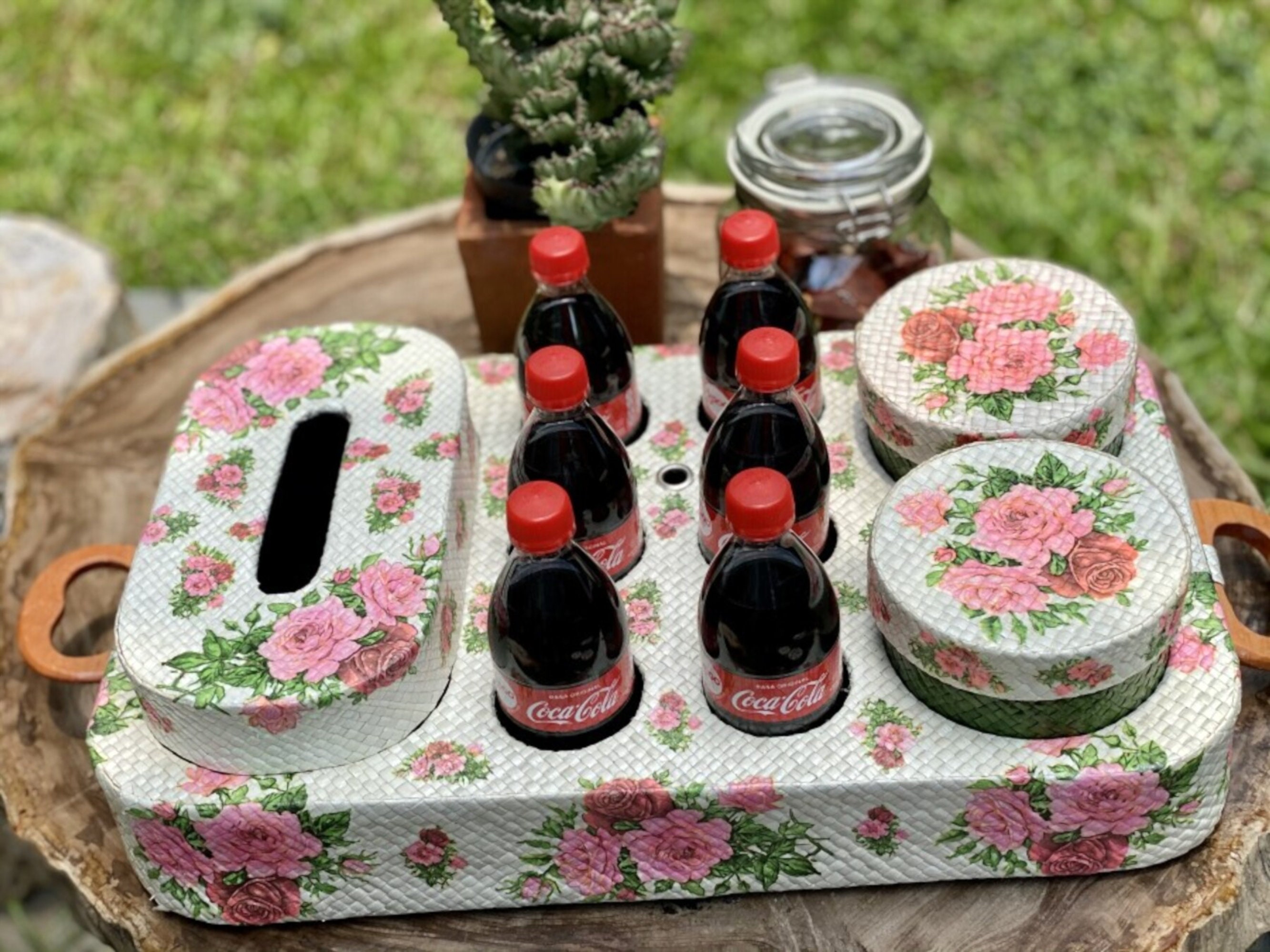 Handmade Serving Tray set of 3. Set of Glass Holder Tissue Etsy