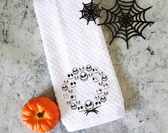 Jack embroidered hand towel Nightmare Christmas kitchen towel skeleton kitchen towel kitchen decor skeleton kitchen towel