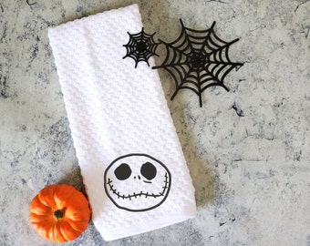 embroidered Jack and Sally towels ghost dog home decor Oogie hand towel embroidered kitchen towels Halloween kitchen decor Nightmare kitchen