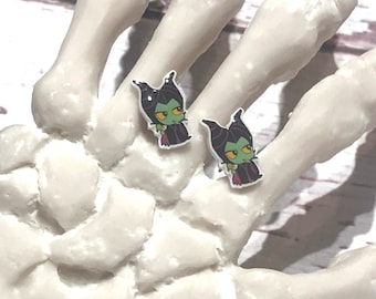 Pendientes de tachuela maléfica pendientes de semental villano pendientes de Halloween pendientes de princesa pendientes de fantasía pendientes de tachuela de disney joyas de disney pendientes de tachuelas de disney