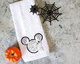 embroidered Jack and Sally towels ghost dog home decor Oogie hand towel embroidered kitchen towels Halloween kitchen decor Nightmare kitchen