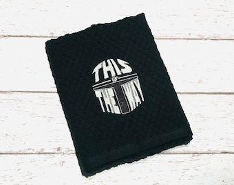embroidered kitchen towel this is the way the mandalorian star wars themed kitchen the child kitchen towel embroidered waffle weave towels