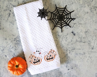 embroidered Jack and Sally towels ghost dog home decor Oogie hand towel embroidered kitchen towels Halloween kitchen decor Nightmare kitchen