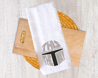 embroidered kitchen towel this is the way the mandalorian star wars themed kitchen the child kitchen towel embroidered waffle weave towels