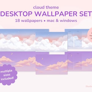 Cloud Theme Desktop Wallpaper Set, Desktop Wallpaper Organizers, Mac & Windows Compatible