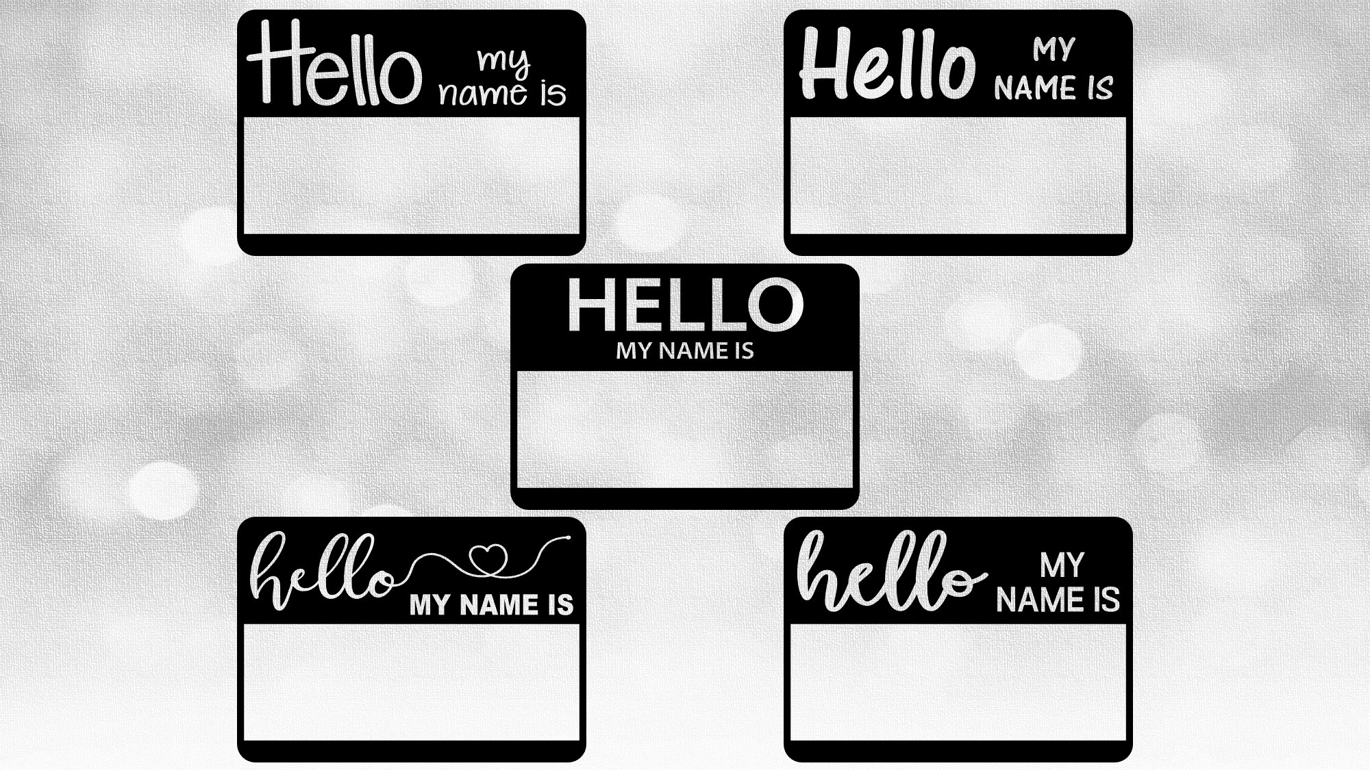 Word Clipart - Value Pack Bundle: Bold Black Name Badges "Hello …