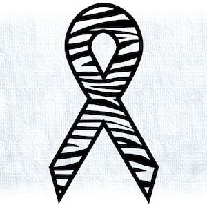 Clipart pour les causes : ruban de sensibilisation zèbre à rayures noires - cancers rares / maladies neuroendocriniennes et EDS - téléchargement numérique svg & png