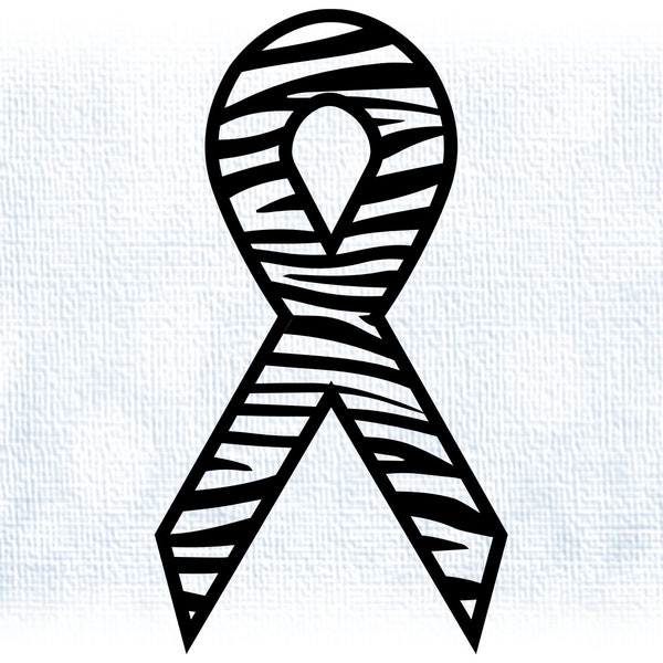 Clipart for Causes: Black Striped Zebra Awareness Ribbon - Rare Cancers / Diseases Like Neuroendocrine and EDS - Digital Download svg & png