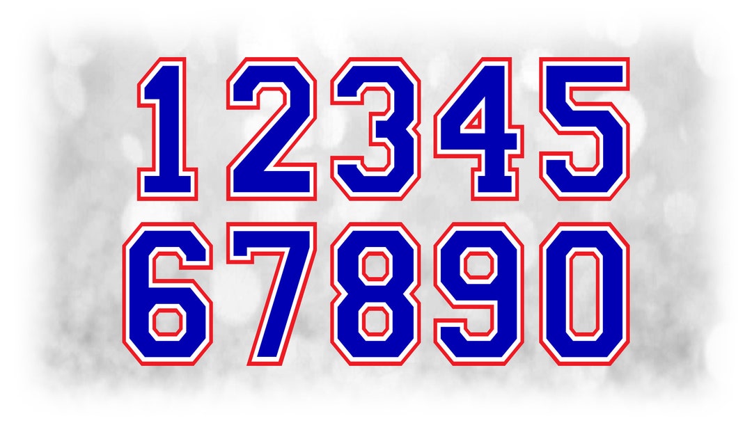 Sports Clipart: Jersey Number Templates Grouped on Single Sheet - Red White Blue Layers ...