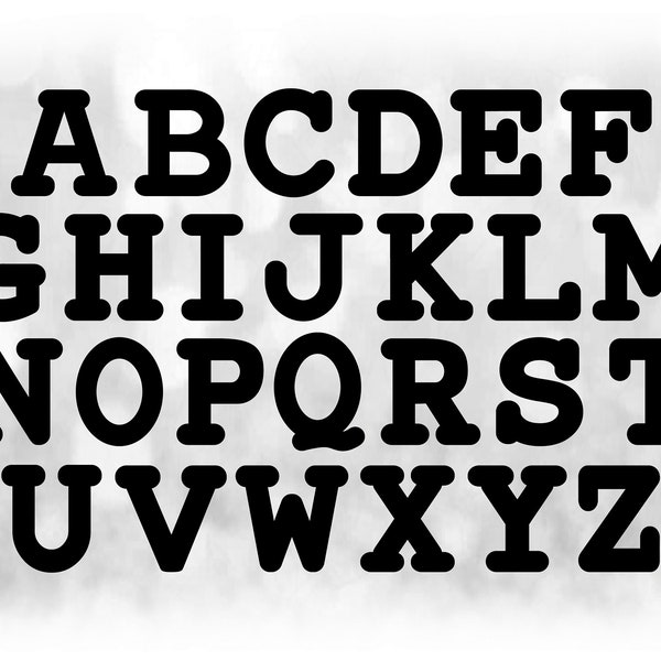 Word Clipart:  Rounded Black Alphabet Letter Templates Grouped on ONE Single Sheet - Digital Download SVG - NOT an Installable Font File