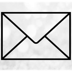 Shape Clipart: Simple Easy Black Outline Silhouette of Basic Envelope / Back of Letter for Mail Theme - Digital Download svg png dxf pdf