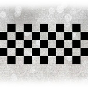 Auto/Automotive Clipart: Auto ""Racing Stripes"" Rechteckiges Karomuster nur mit schwarzen Schachbrettquadraten - Digitaler Download SVG & PNG."
