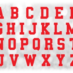 Clipart de esportes: modelos de letras do alfabeto agrupados em uma única folha - bloco vermelho em negrito - download digital SVG - arquivo de fonte NÃO instalável
