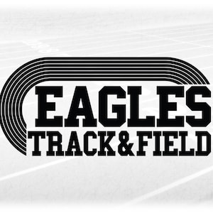 Sports Clipart: Black Running Track with Bold College Varsity Style Words "Eagles" and "Track & Field" - Digital Download svg png dxf pdf