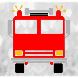 Shape Clipart: Autopompa antincendio o veicolo di emergenza per camion semplice e facile a colori rosso, grigio, nero e giallo - Download digitale SVG e PNG