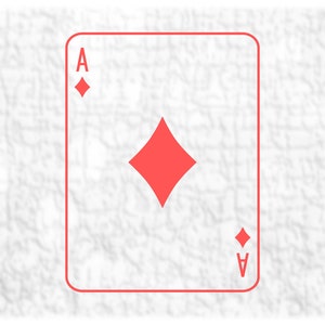 Entertainment Clipart: Simple Bold Red Ace of Diamonds Card with Thin Outline from Deck of Playing Cards - Digital Download SVG and PNG