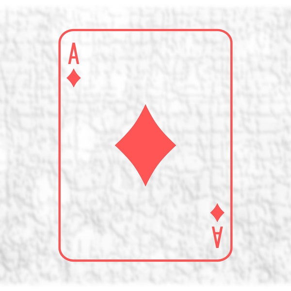 Entertainment Clipart: Simple Bold Red Ace of Diamonds Card with Thin Outline from Deck of Playing Cards - Digital Download SVG and PNG
