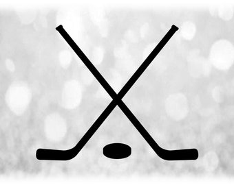 Sports Clipart: Simple Black Crossed Hockey Sticks with Basic Puck for Players, Teams, Coaches, Parents, Fans - Digital Download SVG & PNG