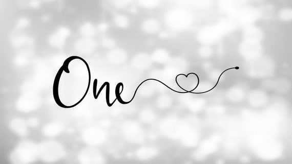Words Clipart Simple Easy Single Black Word one in Fancy Script Style With Swirls and Heart First Birthday Digital Download SVG PNG Etsy Canada
