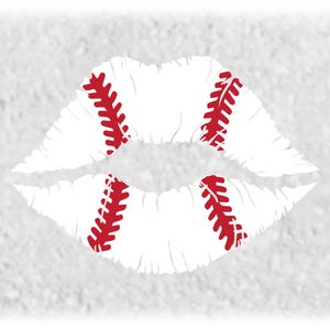 Sports Clipart: White Baseball Lips with Red Overlay of Stitches or Threads for Players Coaches Fans - Digital Download svg png dxf pdf
