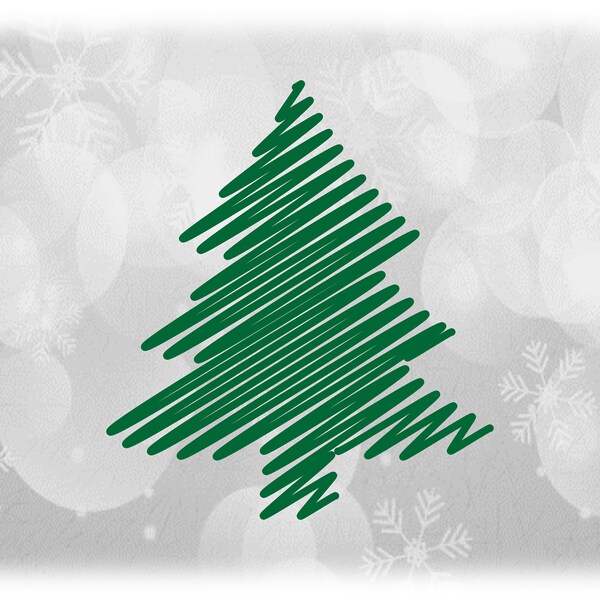 Holiday Clipart: Green Doodle, Scribble, Marker Sketch, or Squiggly Line Pine, Evergreen, or Christmas Tree - Digital Download SVG & PNG