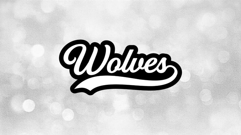 Wolves Words Cursive Sports Clipart: White