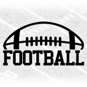 Sports Clipart: Black Word "FOOTBALL" in Collegiate Block Type with Half Football Overlay for Coaches - Digital Download svg png dxf pdf