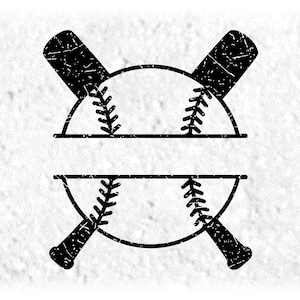 May include: Black and white split monogram design featuring a baseball and crossed bats. The design is perfect for adding a personalized touch to your projects.