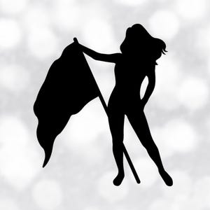 Sports Clipart: Black Silhouette of Color Guard Twirler Standing with Flag for Marching Band/Winter Guard - Digital Download svg png dxf pdf