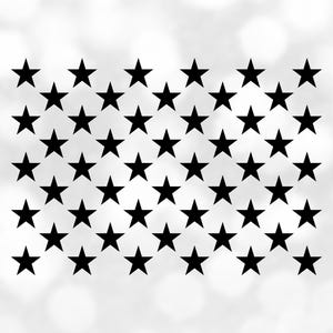 Geography Clipart: Section of The United States of America Flag with Black Fifty Stars in Rectangle Shape - Digital Download svg png dxf pdf