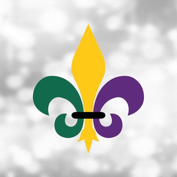 Shape Clipart: Fleur De Lis Symbol in Mardi Gras Colors Dark Green, Gold, Royal Purple - New Orleans, Louisiana - Digital Download SVG & PNG