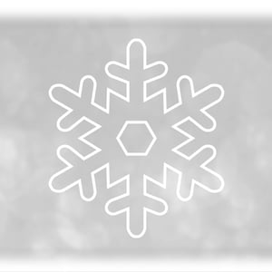 Clipart de feriado: Silhueta de contorno de floco de neve branco simples e fácil para temas de inverno ou natal - Formato de download digital svg png dxf pdf
