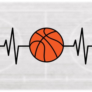 Sports Clipart: Elektrocardiogram / E.K.G. / E.C.G. / Hartslag / Hartslagmeter met Zwart/Oranje Basketbal - Digitale Download SVG/PNG