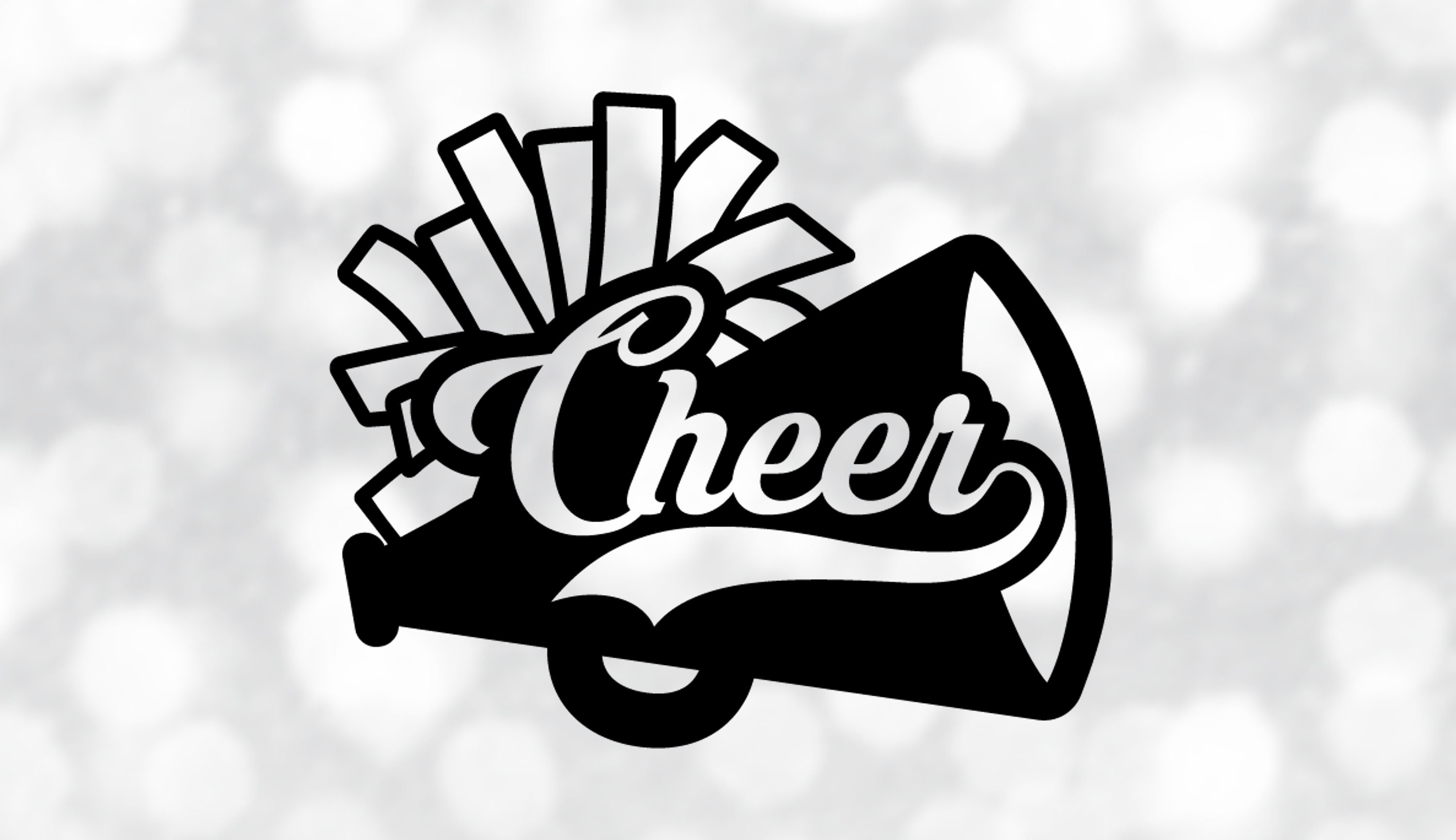 Sports Clipart: Black Cheerleader Megaphone With Pom Pom Outline