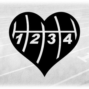 Sports Clipart: Track and Field Heart Shaped Black Four-Lane Track with Lane Numbers - Change Color Yourself - Digital Download SVG & PNG