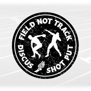 Sports Clipart: Black Distressed Rings w/ White Overlay Male Throwers and "Field Not Track Shot Put Discus, Digital Download svg png dxf pdf