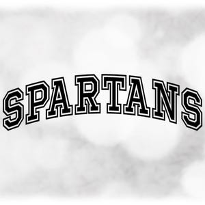 Sports Clipart: Black Bold Arched College Varsity Block Outline Style Team Mascot Name "Spartans"  - Digital Download svg png dxf pdf