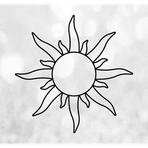 Nature Clipart: Black Sun or Sunshine Silhouette Outline for Beach or Summer or Celestial Theme Projects - Digital Download svg png dxf pdf