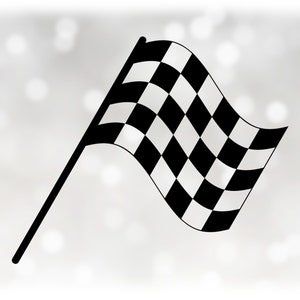 Car/Automotive Clipart: Tilted Black Checkered Racing Flag for Track Finish Line to Signal Race Ending - Digital Download svg png dxf pdf