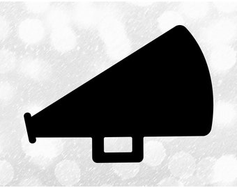 Sports Clipart: Simple Easy Cheerleader Megaphone Silhouette in Black Solid for Cheer, Cheerleader, Cheering, Poms- Digital Download SVG/PNG