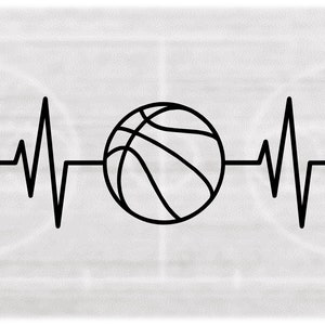 Sports Clipart: Electrocardiogramme / E.K.G. / E.C.G. / Heartbeat / Heart Rate Monitor with Basketball Icon - Digital Download SVG & PNG