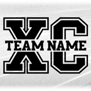 Sports Clipart: Thick Black Varsity Letters &quot;XC&quot; Standing for Cross Country Spit in Middle for Name Frame - Digital Download svg png dxf pdf
