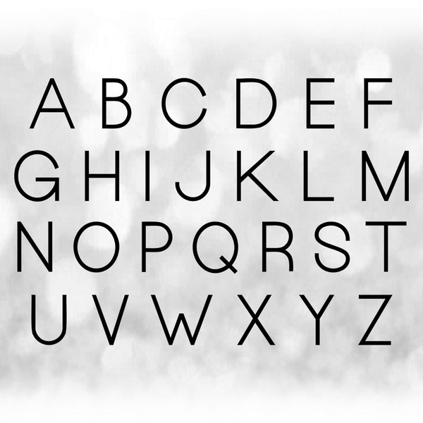 Word Clipart: Black Simple Fine Line Alphabet Letter Templates Grouped on ONE Single Sheet - Digital Download SVG. NOT Installable Font File