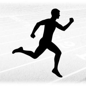 Sports Clipart: Track & Field Silhouette of Male/Man/Boy/Guy Muscular Athlete in Running or Jogging Pose - Digital Download svg png dxf pdf